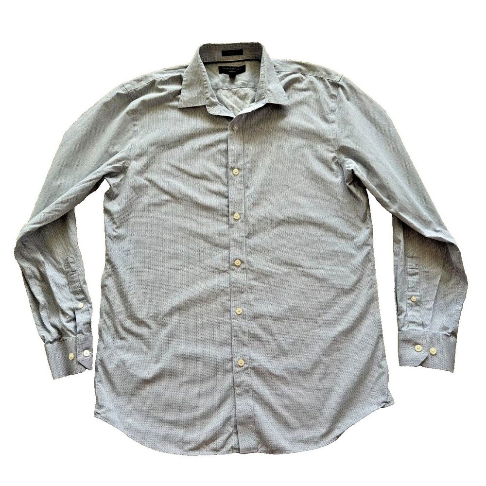 Banana Republic Mens Button Down Shirt Blue Medium Non Iron Standard Fit